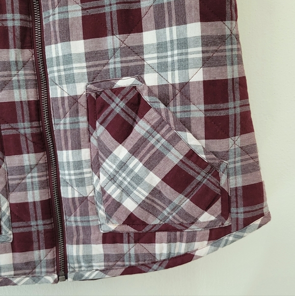 Maurices Plaid Burgundy Maroon Vest Size XS - Picture 6 of 8